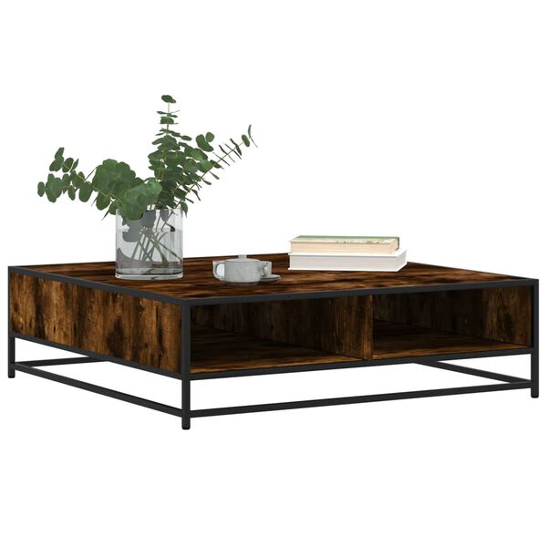vidaXL Coffee Table Smoked Oak 100x100x30 cm Engineered Wood and Metal