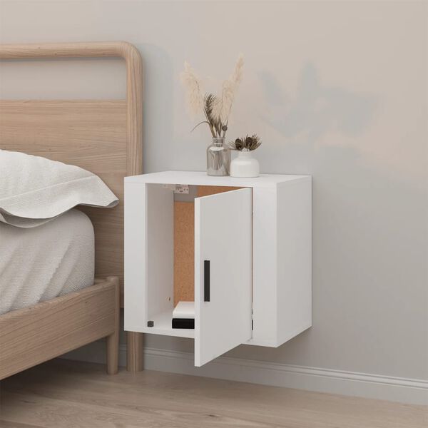 vidaXL Wall-mounted Bedside Cabinet White 50x30x47 cm