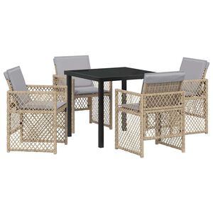 vidaXL Garden Dining Set 5 pcs Beige Poly Rattan