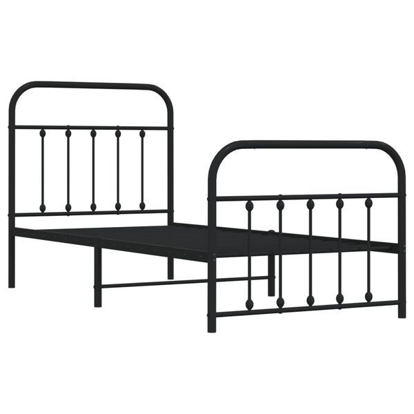 vidaXL Metal Bed Frame without Mattress with Footboard Black 90x190cm