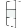 vidaXL Walk-in Shower Wall Black 100x195 cm Half Frosted ESG Glass