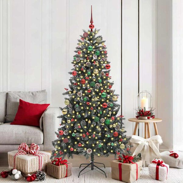 vidaXL Artificial Christmas Tree with 300 LEDs with Stand Green 180 cm