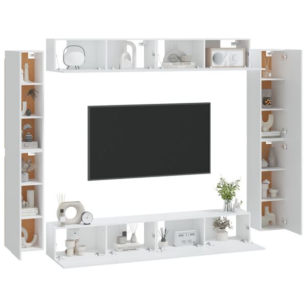 vidaXL 8 Piece TV Cabinet Set White Engineered Wood