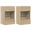 vidaXL Wall Cabinets with LED Lights for TV 2 pcs Sonoma Oak 40x30x60,5 cm