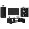vidaXL 3 Piece TV Wall Cabinets with LED Lights Black