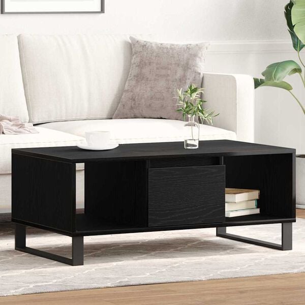 vidaXL Coffee Table Black Oak 90 x 50 x 36.5 cm Engineered Wood