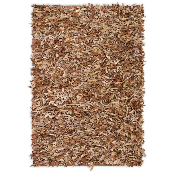 vidaXL Shaggy Rug Genuine Leather 160x230 cm Tan