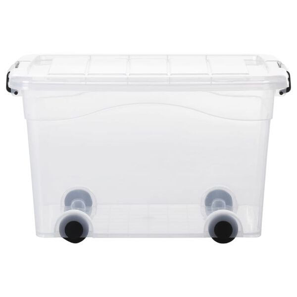 vidaXL Storage Boxes with Wheels & Lids 2 pcs Transparent 40 L