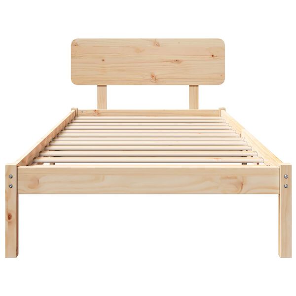 vidaXL Bed Frame with Headboard Natural 80 x 200 cm Solid Pine Wood