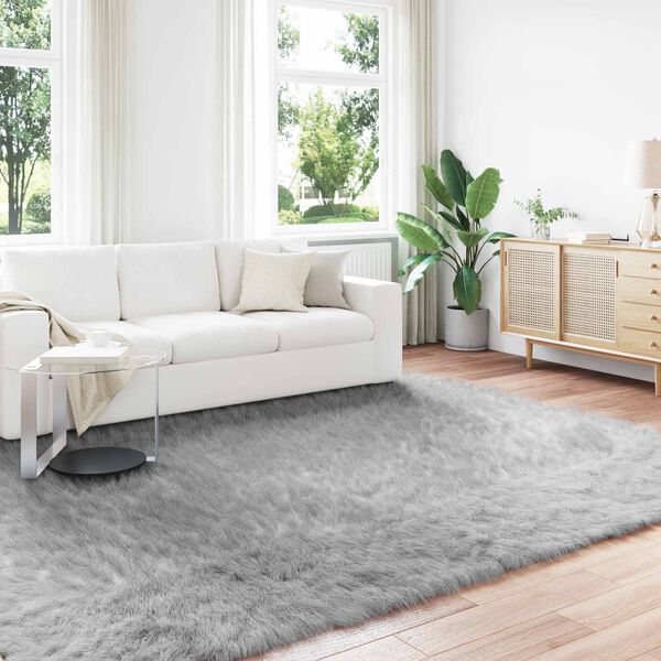 vidaXL Faux Sheepskin Rug Tafalla Grey 200 x 280 cm Polyester
