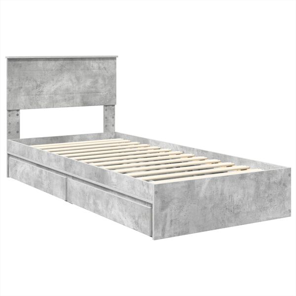 vidaXL Storage Bed Concrete Grey 90 x 200 cm Engineered Wood