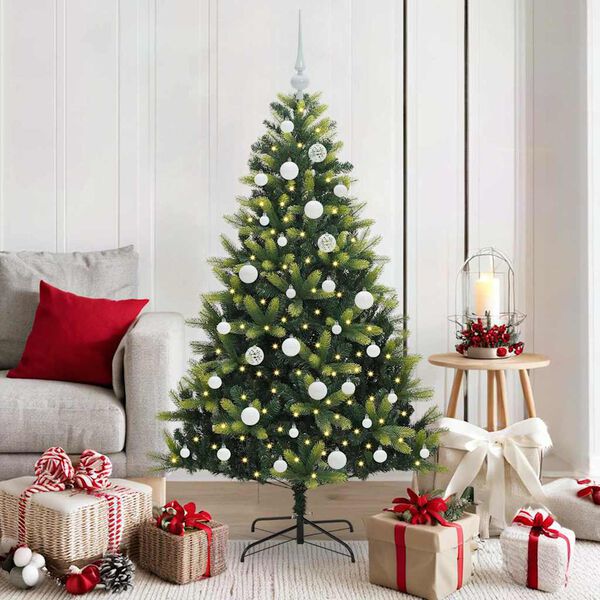 vidaXL Artificial Hinged Christmas Tree 150 LEDs Green 150 cm