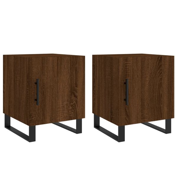 vidaXL Bedside Cabinets 2 pcs Brown Oak 40x40x50 cm Engineered Wood