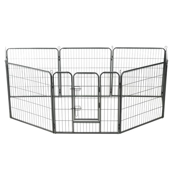 vidaXL Dog Playpen 8 Panels Steel 80x80 cm Black