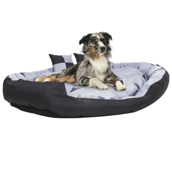 vidaXL Reversible & Washable Dog Cushion Grey and Black 150x120x25 cm