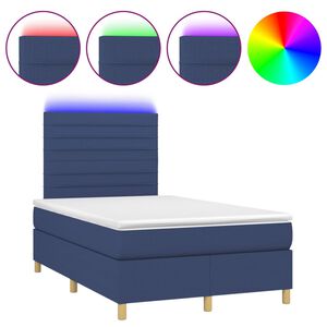 vidaXL Box Spring Bed with Mattress&LED Blue 120x200 cm Fabric