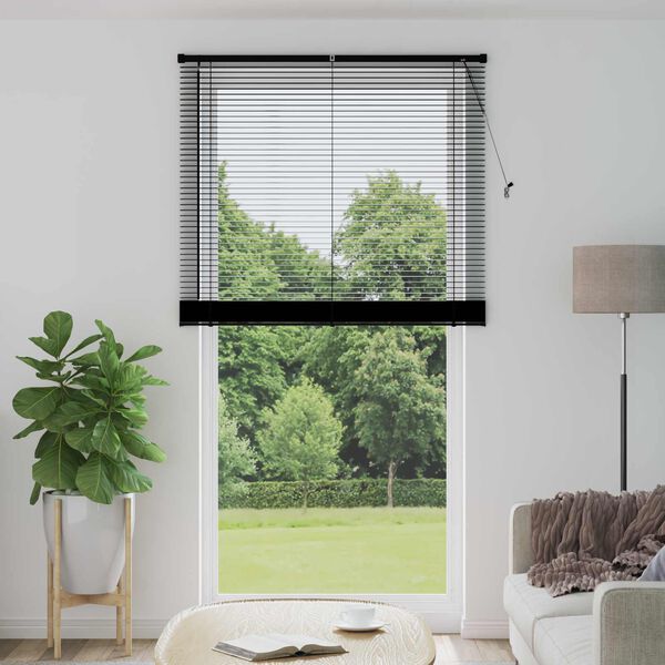 vidaXL Venetian Blind Manual Adjustable Black 213 x 120 cm PVC
