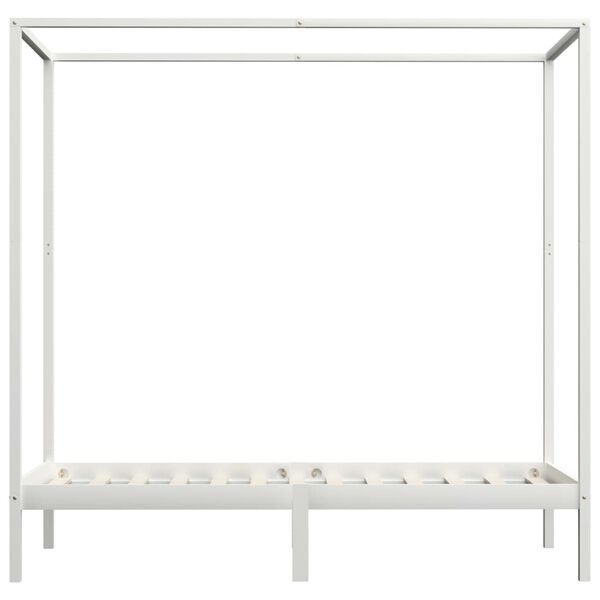 vidaXL Canopy Bed Frame without Mattress White Solid Wood 90x200 cm