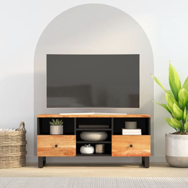 vidaXL TV Cabinet 100x33x46 cm Solid Wood Acacia and Engineered Wood