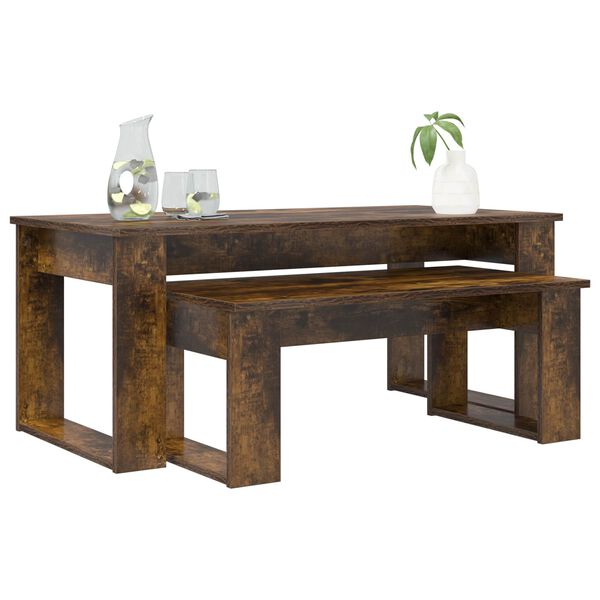 vidaXL Coffee Table Set 2 pcs Smoked Oak Engineered Wood