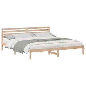 vidaXL Bed Frame with Headboard Brown 200 x 210 cm Solid Pine Wood