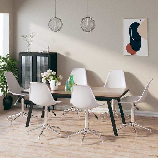 vidaXL Swivel Dining Chairs 6 pcs White PP
