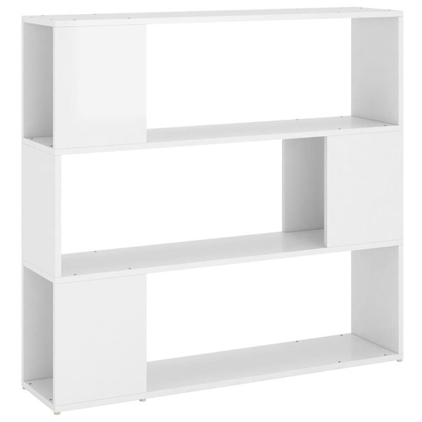 vidaXL Book Cabinet Room Divider High Gloss White 100x24x94 cm
