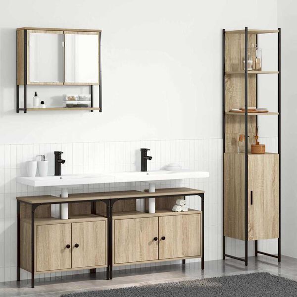 vidaXL Bathroom Furniture Set 4 pcs Sonoma Oak Engineered Wood