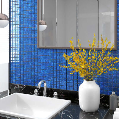 vidaXL Mosaic Tiles 11 pcs Blue 30x30 cm Glass