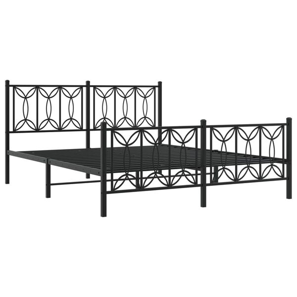 vidaXL Metal Bed Frame without Mattress with Footboard Black 160x200cm