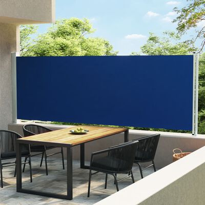 vidaXL Patio Retractable Side Awning 600x160 cm Blue