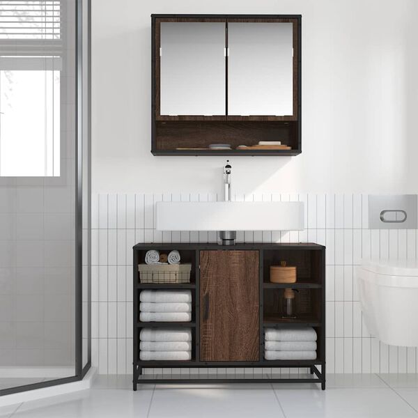 vidaXL Bathroom Sink Cabinet Brown Oak 80x33x60 cm Engineered Wood