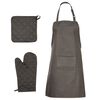 vidaXL 15 Piece Towel Set with Oven Gloves&Pot Holders Black Cotton