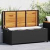 vidaXL Storage Bench Black 100x50x52 cm Poly Rattan and Acacia Wood