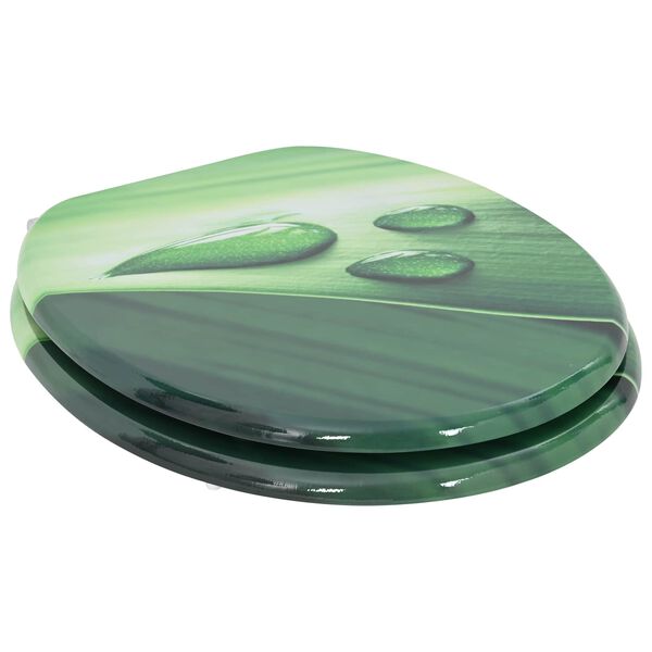 vidaXL Toilet Seat Green Drop 44 x 38 cm MDF board