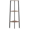 vidaXL 3-Tier Corner Shelf Dark Brown and Black 45.5x31.5x120 cm