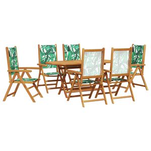 vidaXL Garden Dining Set Folding 7 pcs Leaf Pattern Solid Acacia Wood