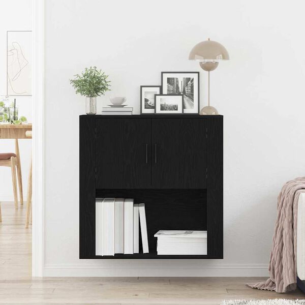 vidaXL Wall Cabinet Black oak 80 x 33 x 80 cm Engineered wood