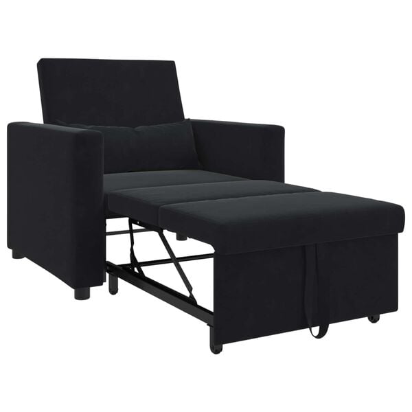 vidaXL Single Sofa Bed Reclining Black 90 x 165 x 87 cm Velvet