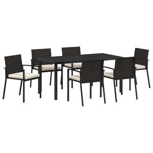 vidaXL Garden Dining Set 7 pcs Black Powder-Coated Steel