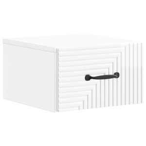 vidaXL Wall-Mounted Bedside Cabinet High Gloss White 34.5 x 33 x 20 cm