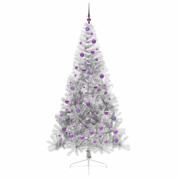 vidaXL Artificial Pre-lit Christmas Tree Silver 210 cm PET
