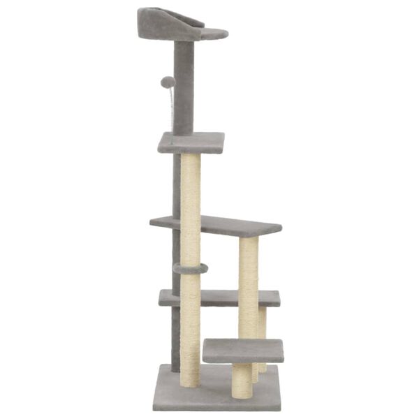 vidaXL Cat Tree with Sisal Scratching Post Grey 125 cm