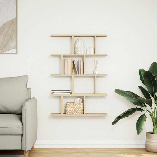 vidaXL Wall Cube Shelf 12 Compartments Sonoma Oak Engineered Wood