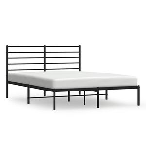 vidaXL Metal Bed Frame without Mattress with Headboard Black 135x190cm