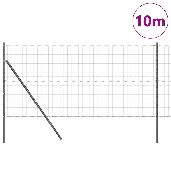 vidaXL Fence with Post Grey 1 x 10 m Steel
