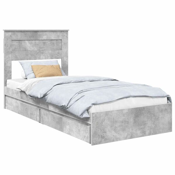 vidaXL Storage Bed Concrete Grey 90 x 190 cm Engineered Wood