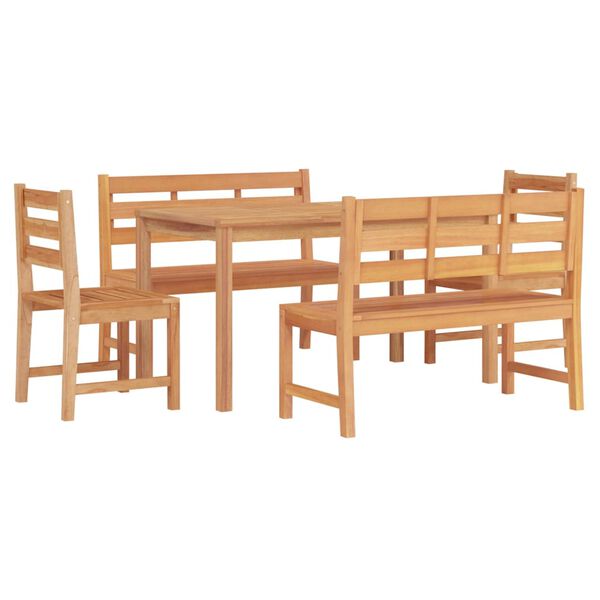 vidaXL 5 Piece Garden Dining Set Solid Wood Teak