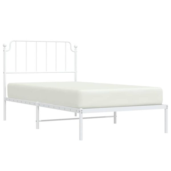 vidaXL Metal Bed Frame without Mattress with Headboard White 100x200cm
