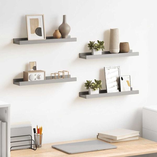 vidaXL Wall Shelves 4 pcs Grey 40x9x3 cm